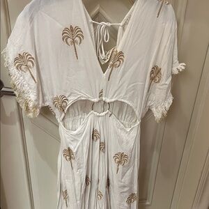 White Dress with Palm Tree Print